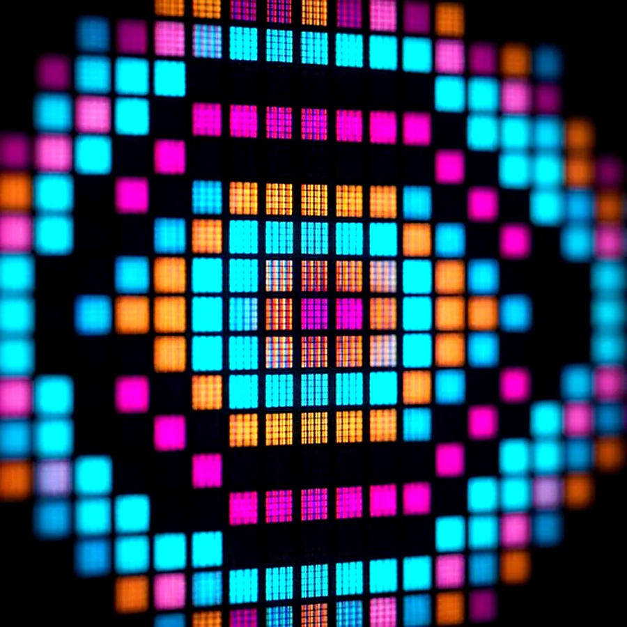 Glowing neon pixel grid